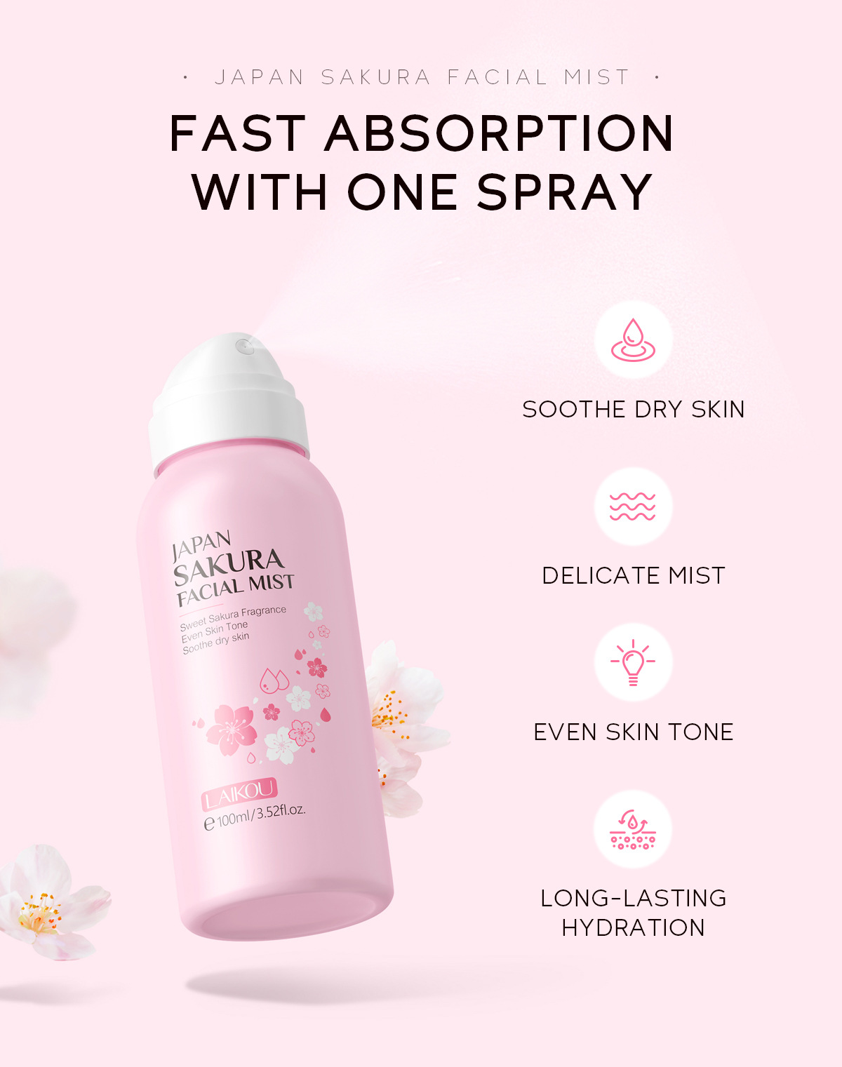 LAIKOU Sakura Facial Mist Brig – Niacinamide Brightening Serum recenzja i cena